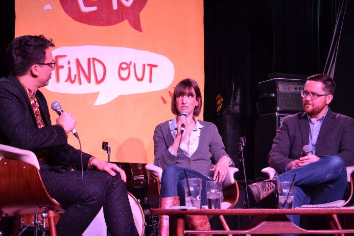 Sarah answers a question.