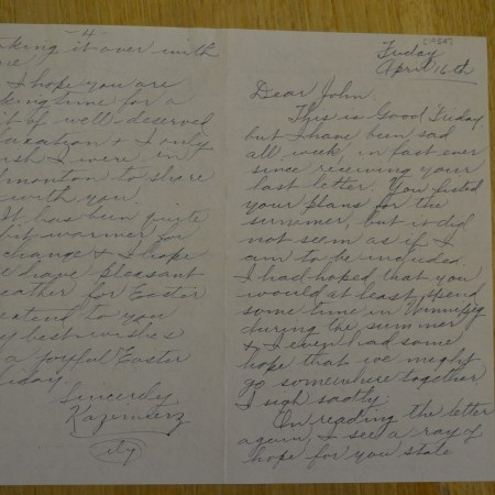 Another letter, from April 16 1954