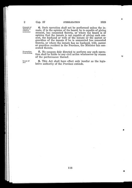 Page 2 of Alberta's Sexual Sterilization Act.