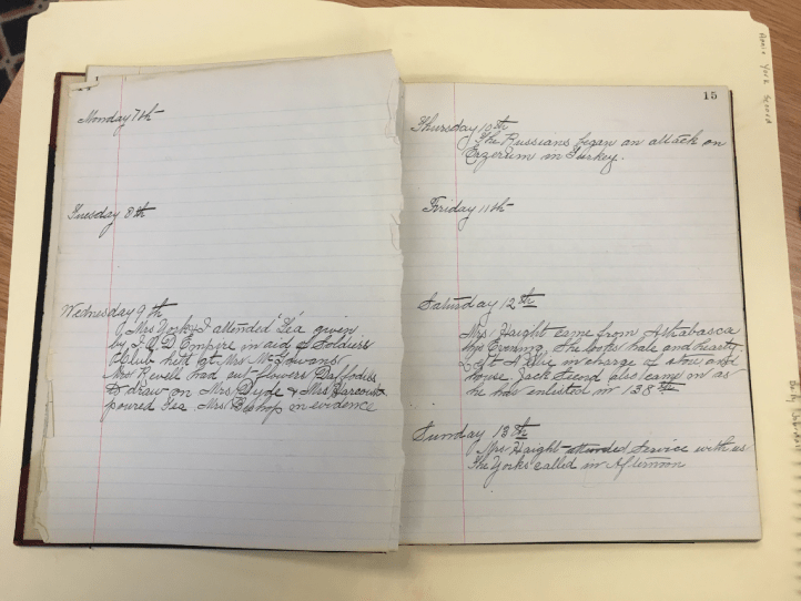 Diary entries for February 9, 1916.
