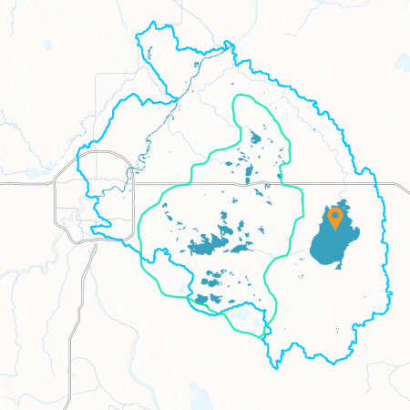 A map of water features near Edmonton.