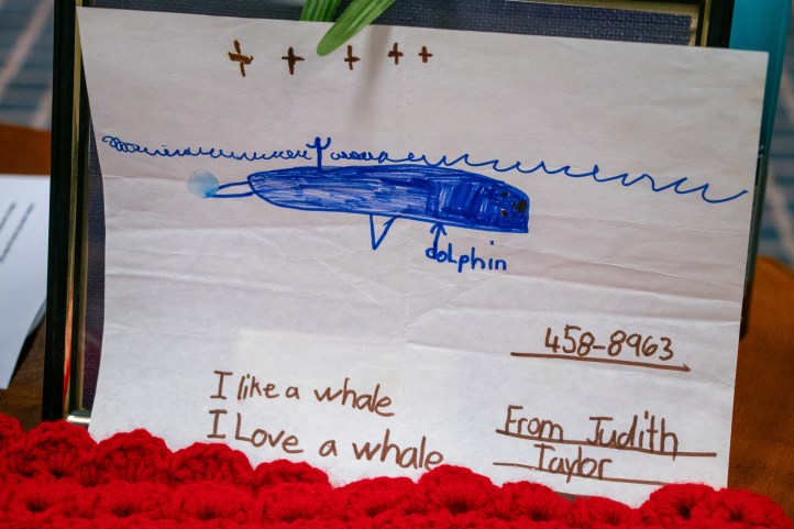 A drawing of a dolphin made by a child